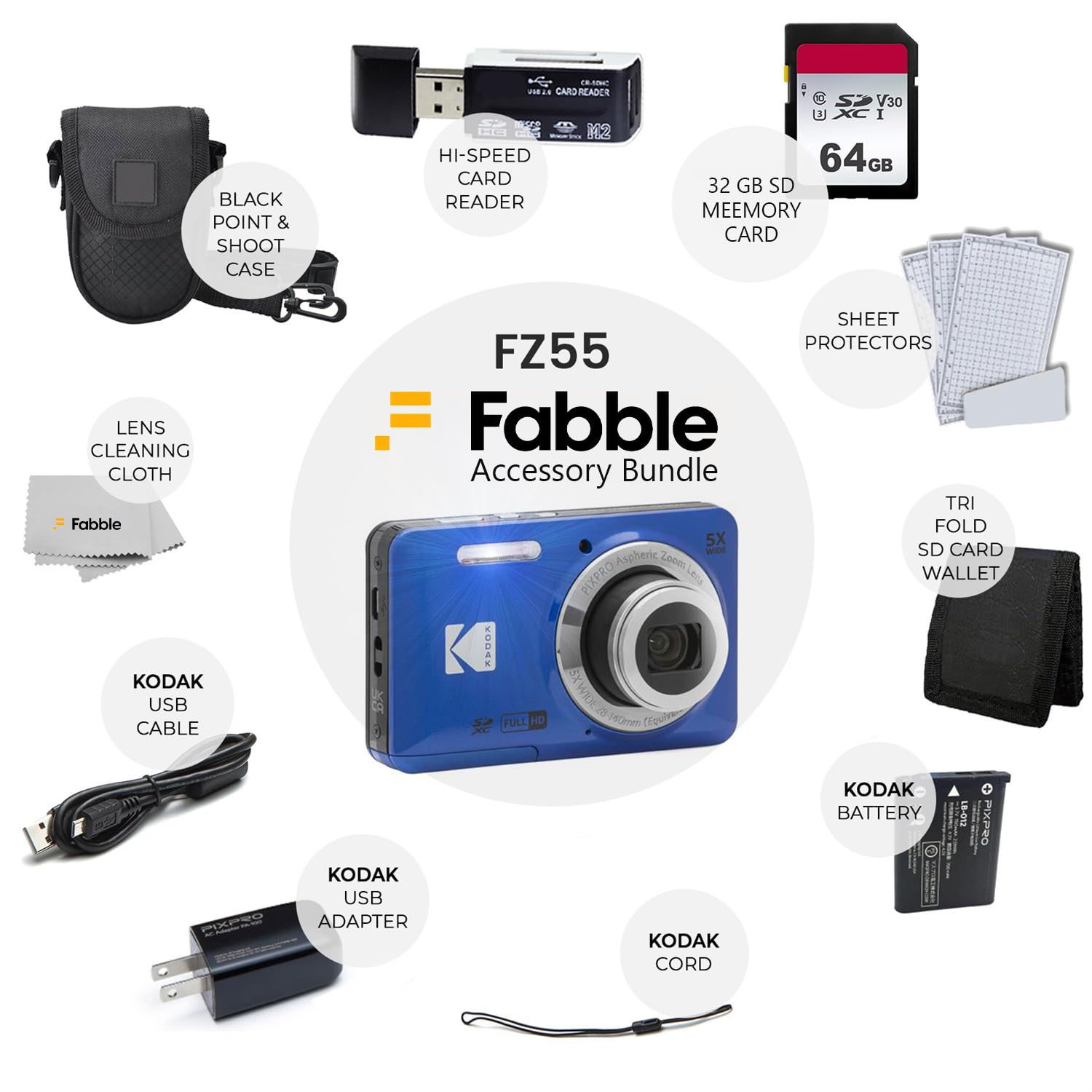 Amazon | Kodak PIXPRO FZ55 デジタルカメラ(ブルー) + ブラック